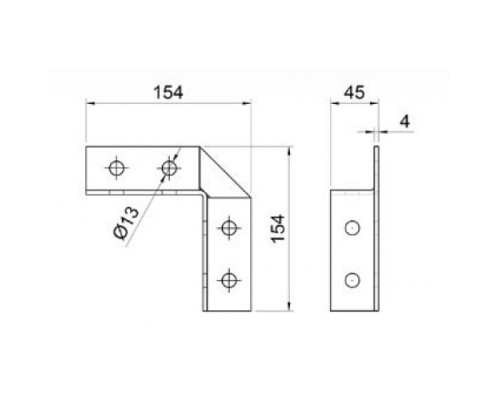 ТМС Strut 2D Угловой элемент 4+4/90° (ТДЦ) 150x150мм термодиффузионное цинкование